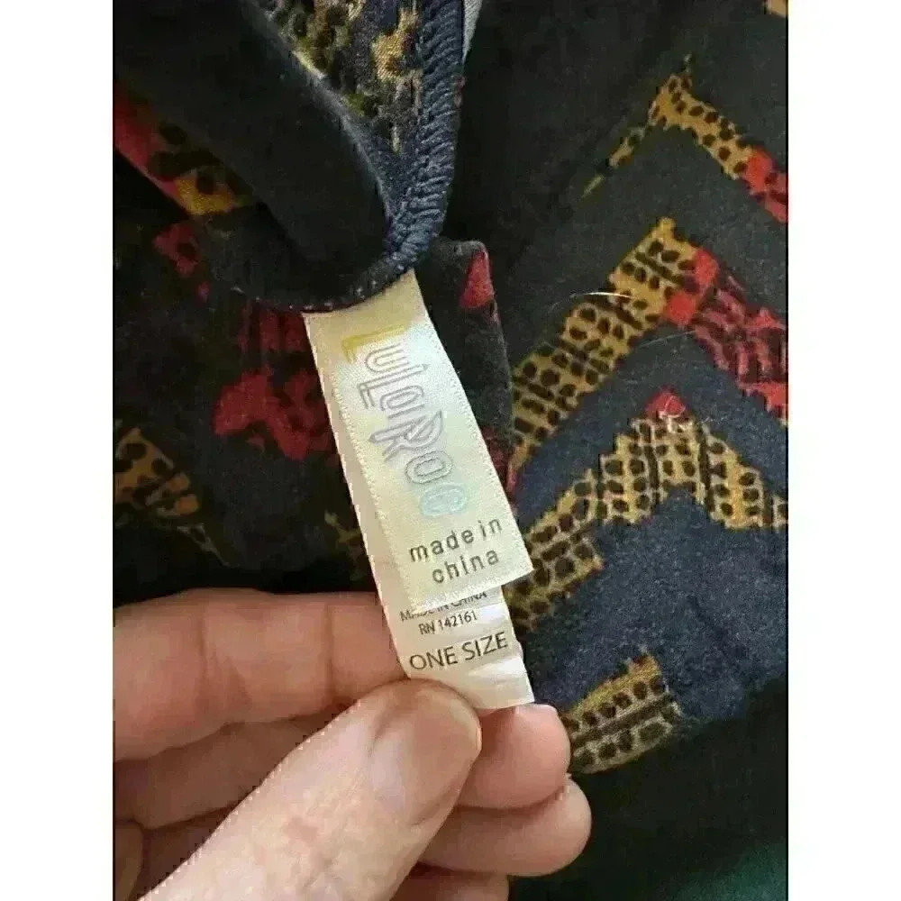LuLaRoe leggings. Extra soft, stretch leggings, blue, red, gold pattern. OS - Picture 5 of 5